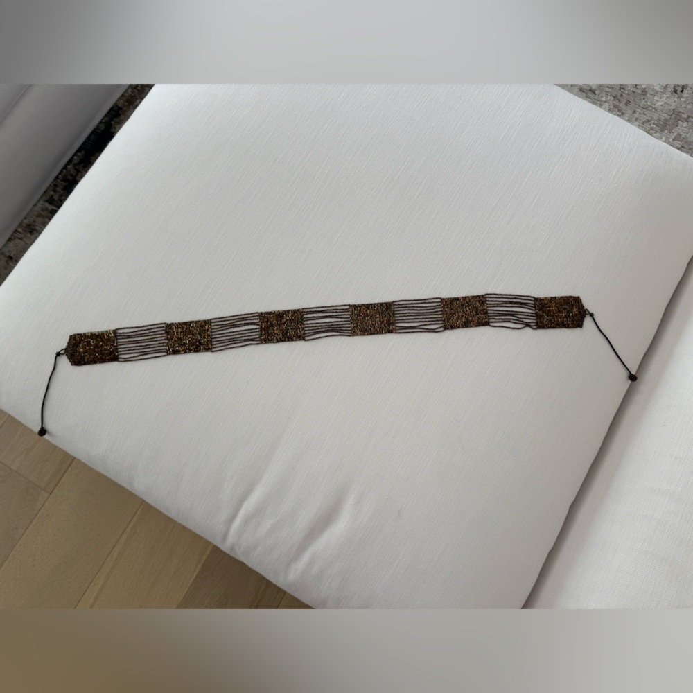 Vintage seed bead belt brown copper iridescent